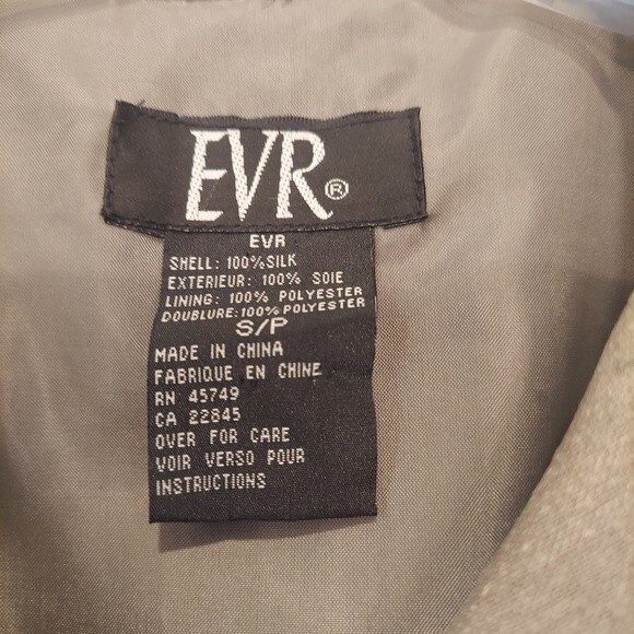 EVR Shirt Jacket Womens Army Green 100% Raw Silk Pockets Polyester Lined sz S/P - Picture 6 of 10